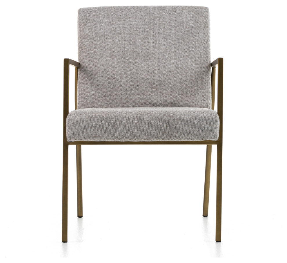Modrest Burnham Modern Light Grey and Brass Arm Dining Chair
