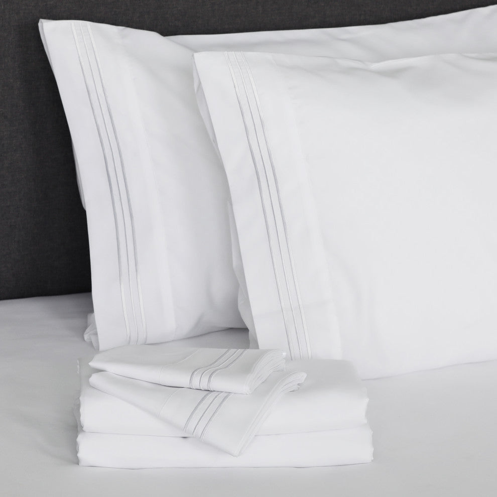 Furinno Angeland Vienne 4-Piece Microfiber Bed Sheet Set, California King, White
