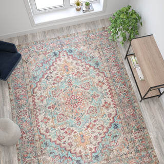 Olivia Collection Distressed Persian Style Area Rug Rectangle 8' x 10'