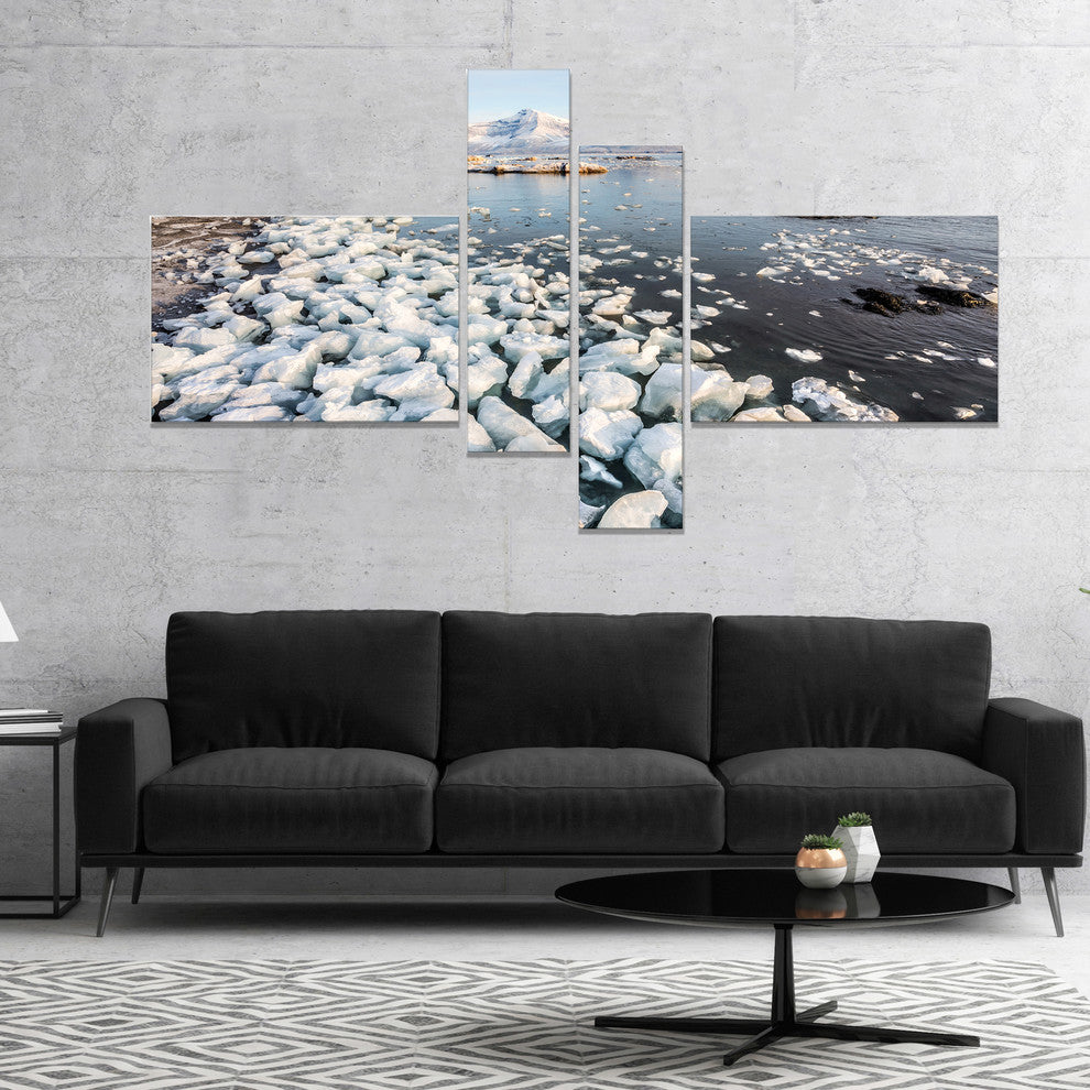 Sunny Morning in Arctic Spitsbergen, Landscape Canvas Art, 60"x32", 4 panels