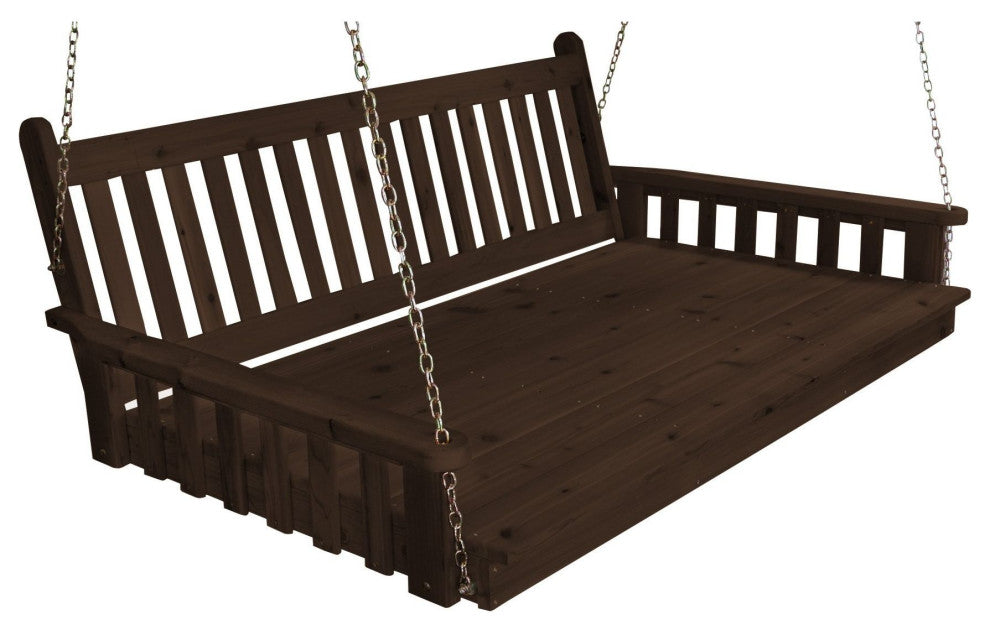 Pine Traditional English Swingbed, Walnut Stain, 6 Foot