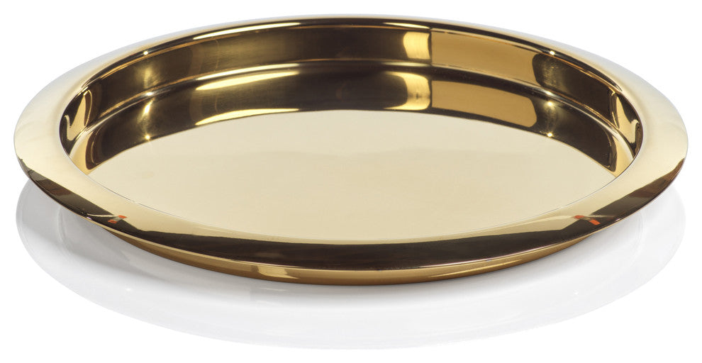Round Gold Stainless Steel Serving Tray