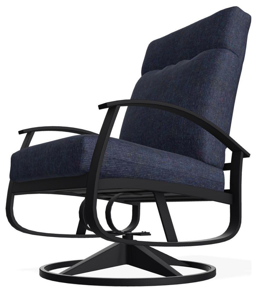 Belle Isle Cushion Deep Seat Outdoor Swivel Rocker, Indigo/Black