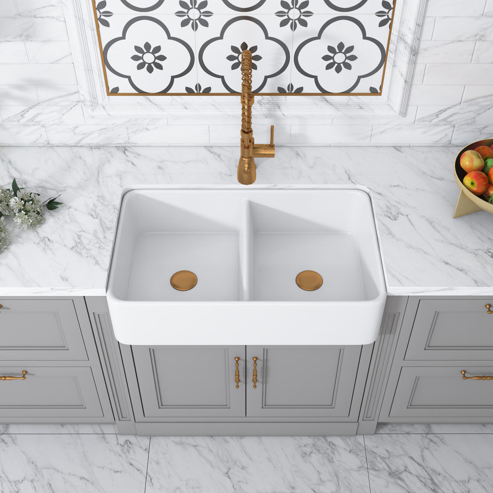 Trieste 32" Double Basin Farmhouse Apron Kitchen Sink