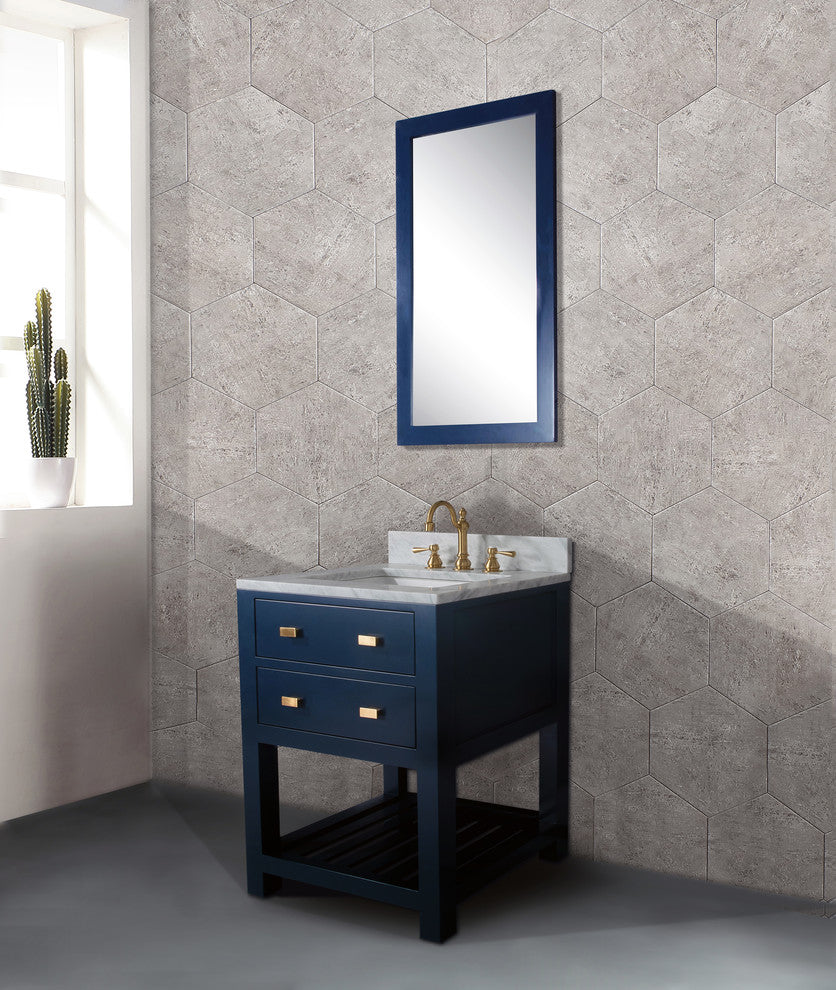 Madalyn 24" Monarch Blue Bathroom Vanity With Satin Brass Faucet