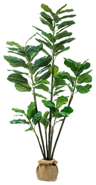 73.23" Artificial Fiddle Leaf Fig Plant, Planter, Set of 2