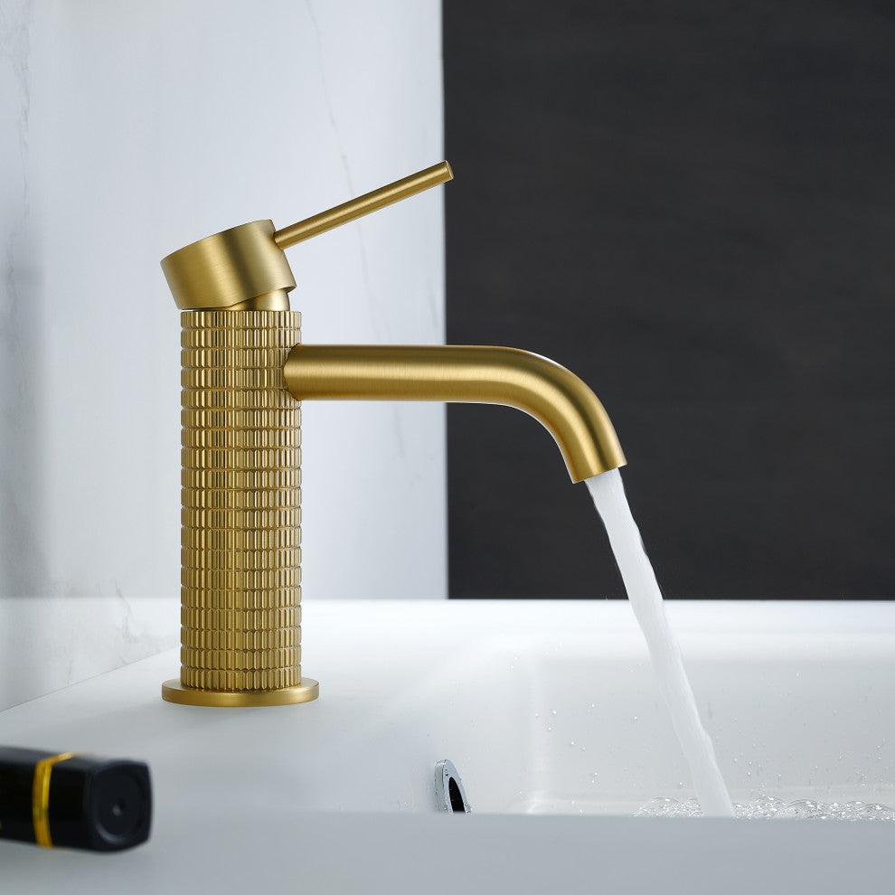 Mendavia Single-Handle Basin Bathroom Faucet, Brushed Gold, High Handle