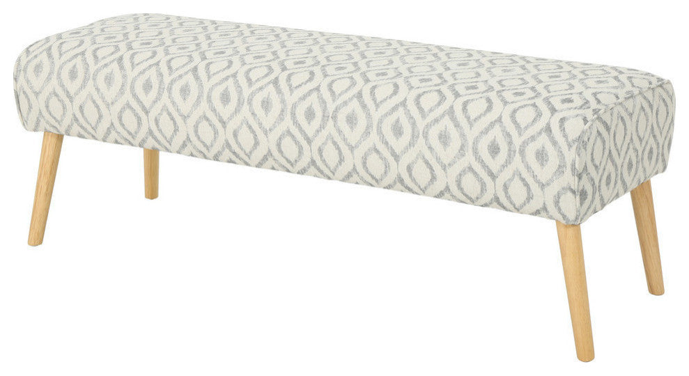 GDF Studio Petty Boho Fabric Ottoman, Charcoal Cat Eye Pattern/Natural