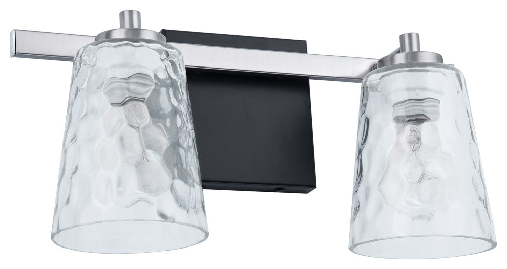 2-Light Modern Brushed Nickel Wall Sconce With Glass Lampshade