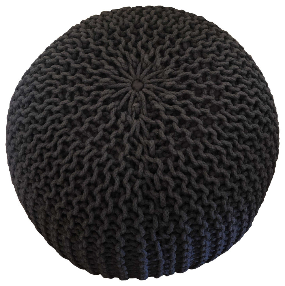 Decor Maisonette Handmade Weston Pouf Ottoman, Gray 18"x18"x14"