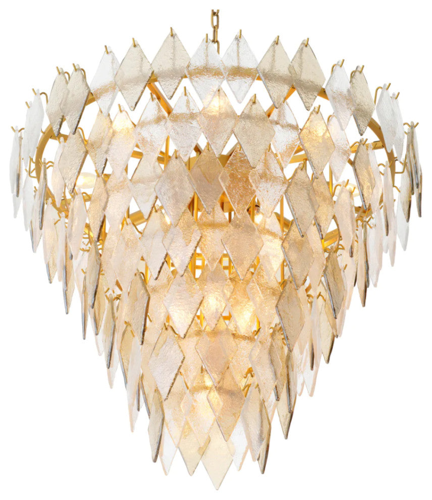 Sugared Glass Chandelier, Eichholtz Rhombus, Large