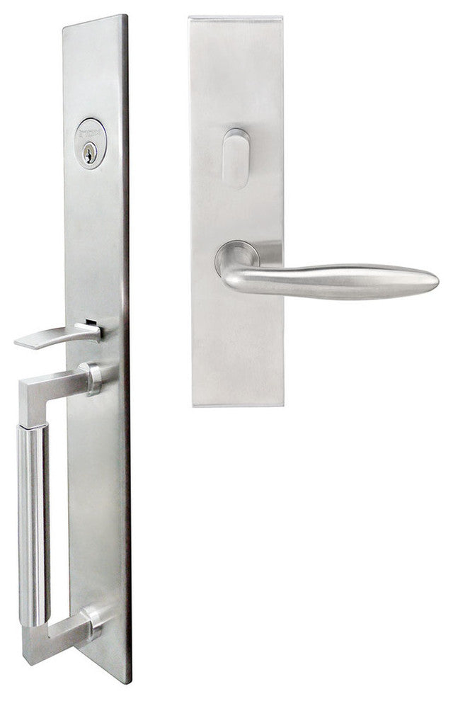 Summer Lever, Mortise Entry Handleset, Right Hand Reverse, Satin Stainless Steel