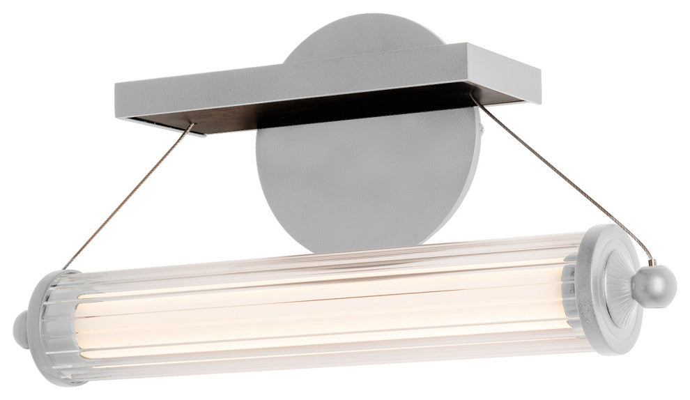 Libra LED Sconce, Vintage Platinum Finish, Black Wood Accents, Clear Glass