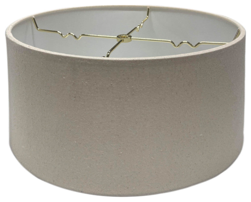 Hardback Shallow Drum Lampshade, Light Oatmeal Linen Fabric, 14x14x7