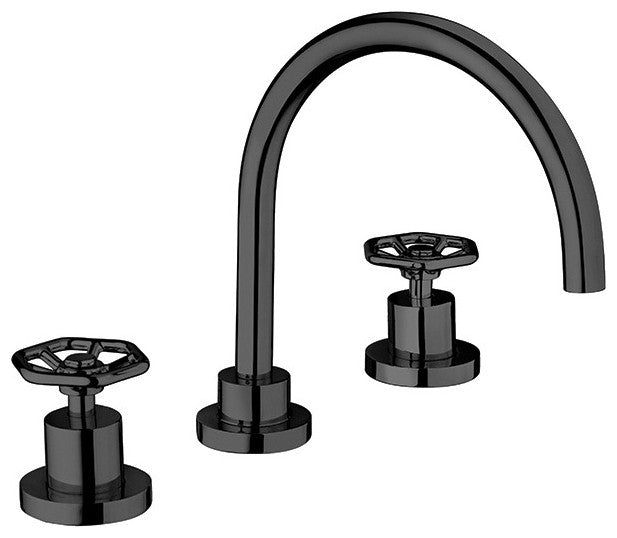 LaToscana Lucia Bathroom Faucet with Wheel Handles, Matt Black, 8" Widespread
