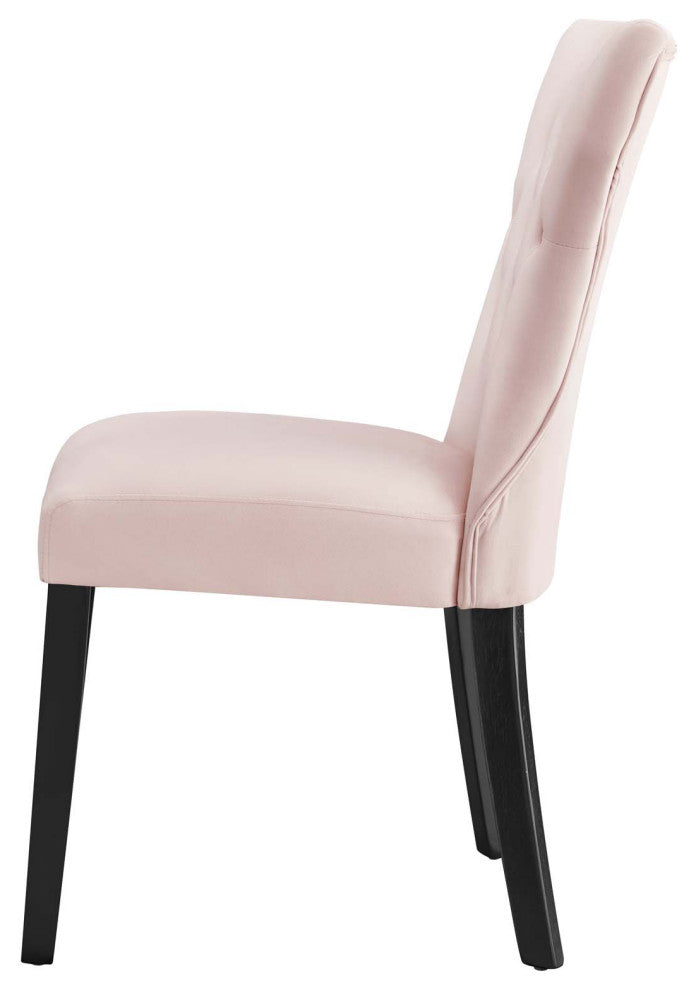 Side Dining Chair, Set of 2, Pink, Velvet, Modern, Cafe Bistro Hospitality