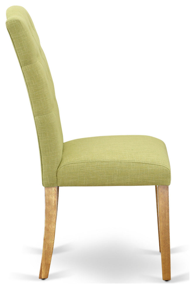 Celina Parson Chair With Oak Leg And Linen Fabric Limelight - Set Of 2