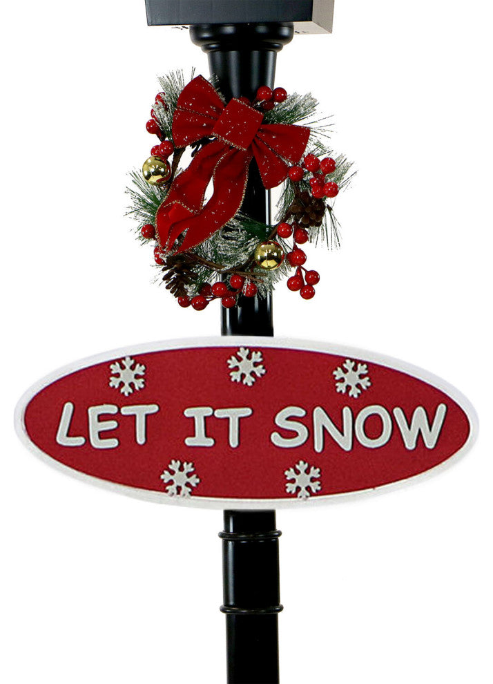 Let It Snow 71" Lamp, Black, Car, 2 Signs, Cascading Snow, Holiday Carols