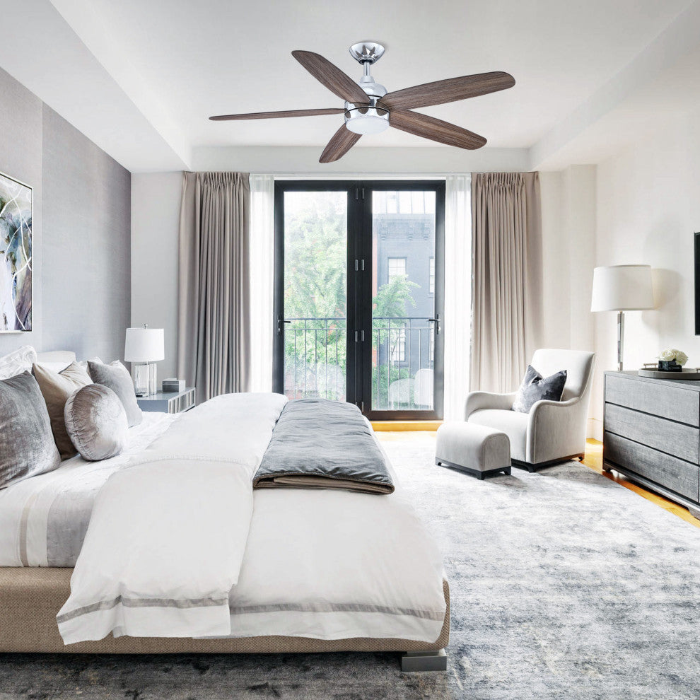 52" Indoor LED Ceiling Fan with Remote Control, Reversible Motor