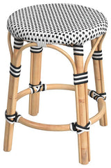 Tobias Rattan Round 18 Stool, White and Black