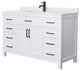 54"SGL Bathroom Vanity, White, White Cult. Marble Countertop, Sink, Black Trim