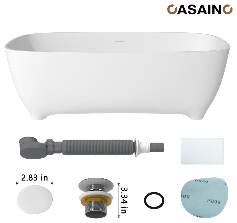 67in Adult-Sized Freestanding Soaking Tub with Raised Pedestal in Matte White