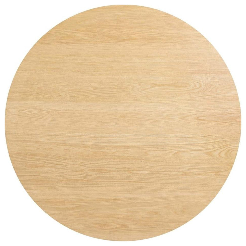 Modway Vision 45" Round Wood Dining Table with Tapered Legs in Oak
