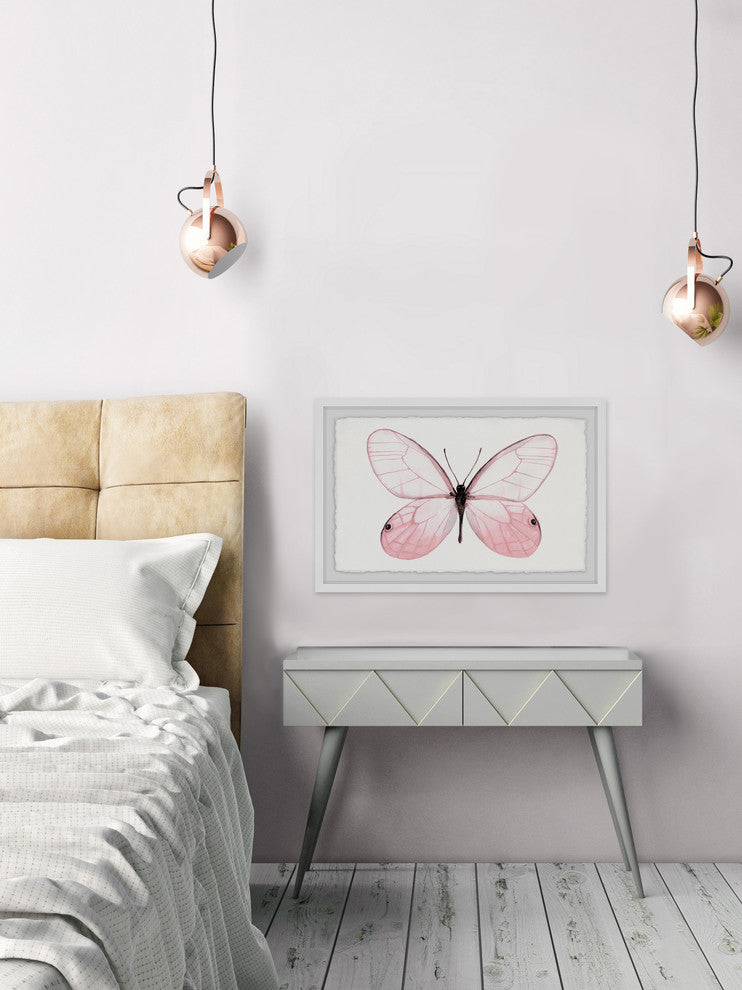 "Pink Butterfly Beauty" Framed Painting Print, 36"x24"