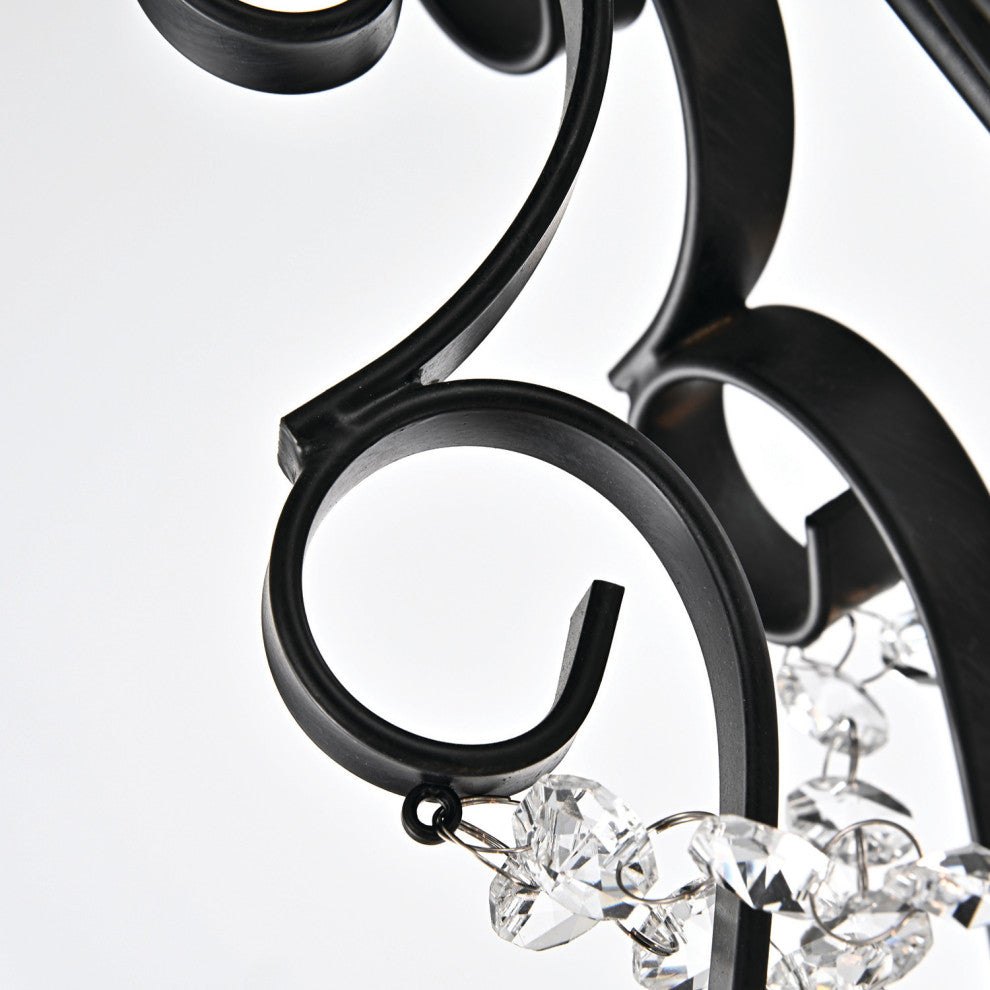 Amorette 5-Light Antique Black Candle Style Crystal Chandelier Fixture Glam