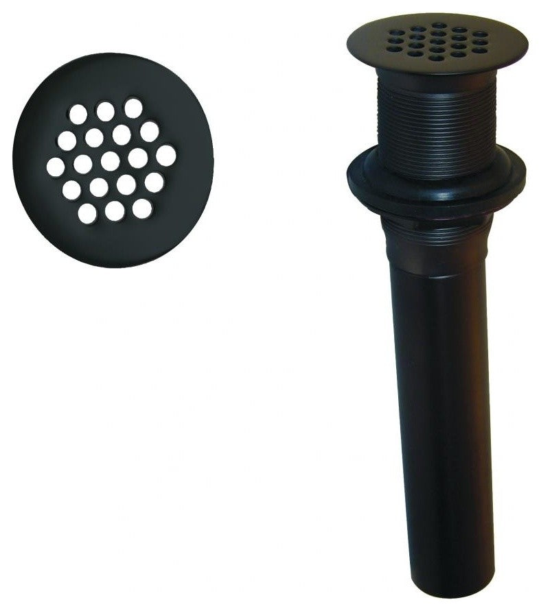 Grid Strainer Lavatory Drain Without Overflow Holes, Exposed Powder Coated Black