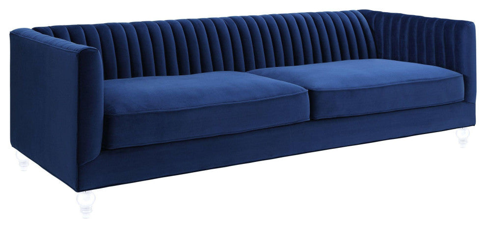 TOV Furniture Aviator Navy Velvet Sofa