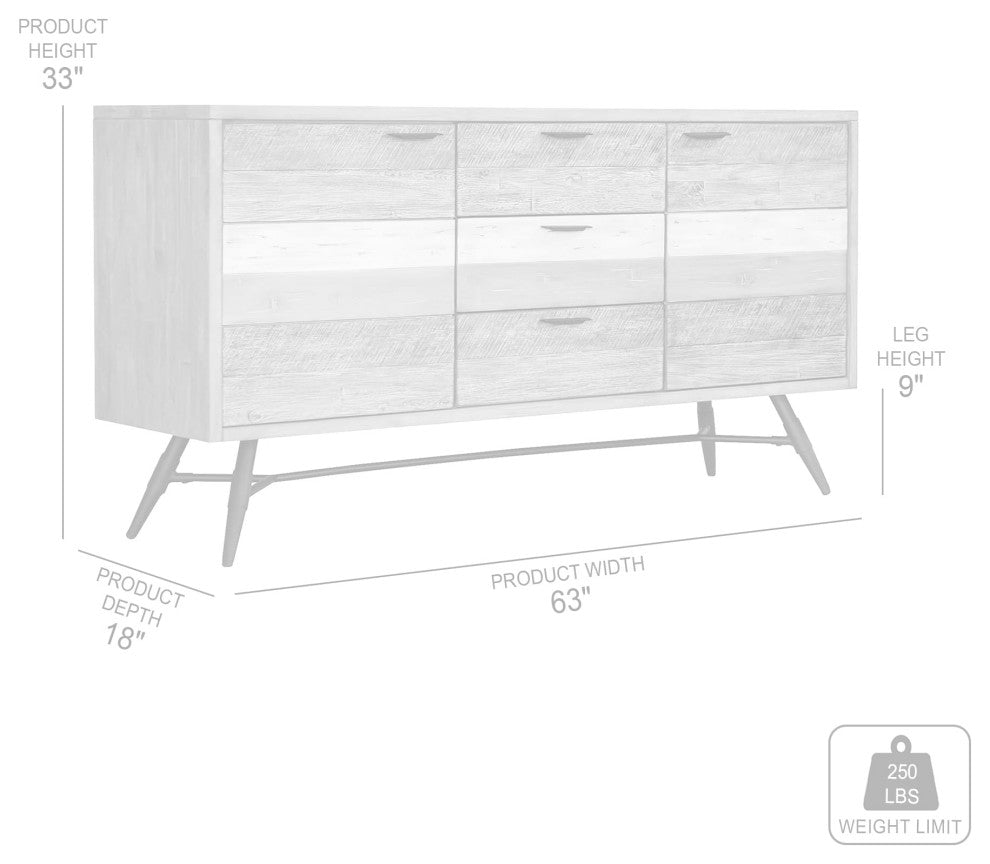 Bridges Sideboard Buffet Cabinet, Two Tone Acacia Wood