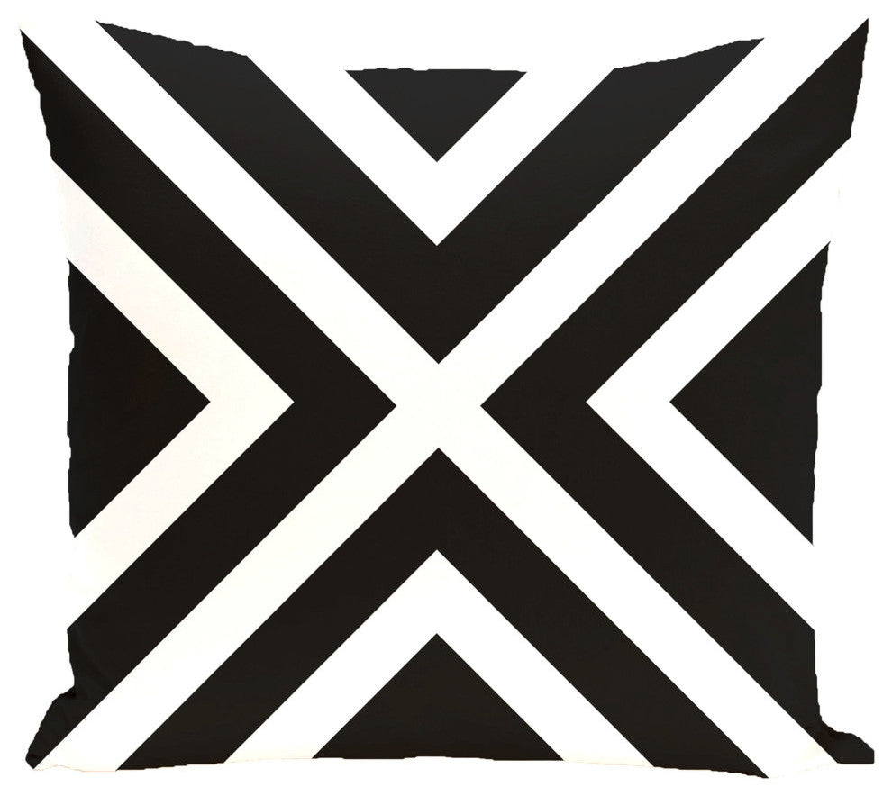 "x" Marks The Spot Stripes Print Pillow, Black, 18"x18"