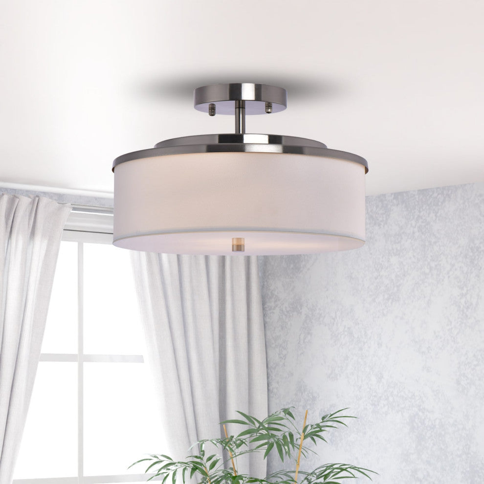 Lazzur Adour 3 Light 15" Satin Nickel Semi-Flush Mount Ceiling Light