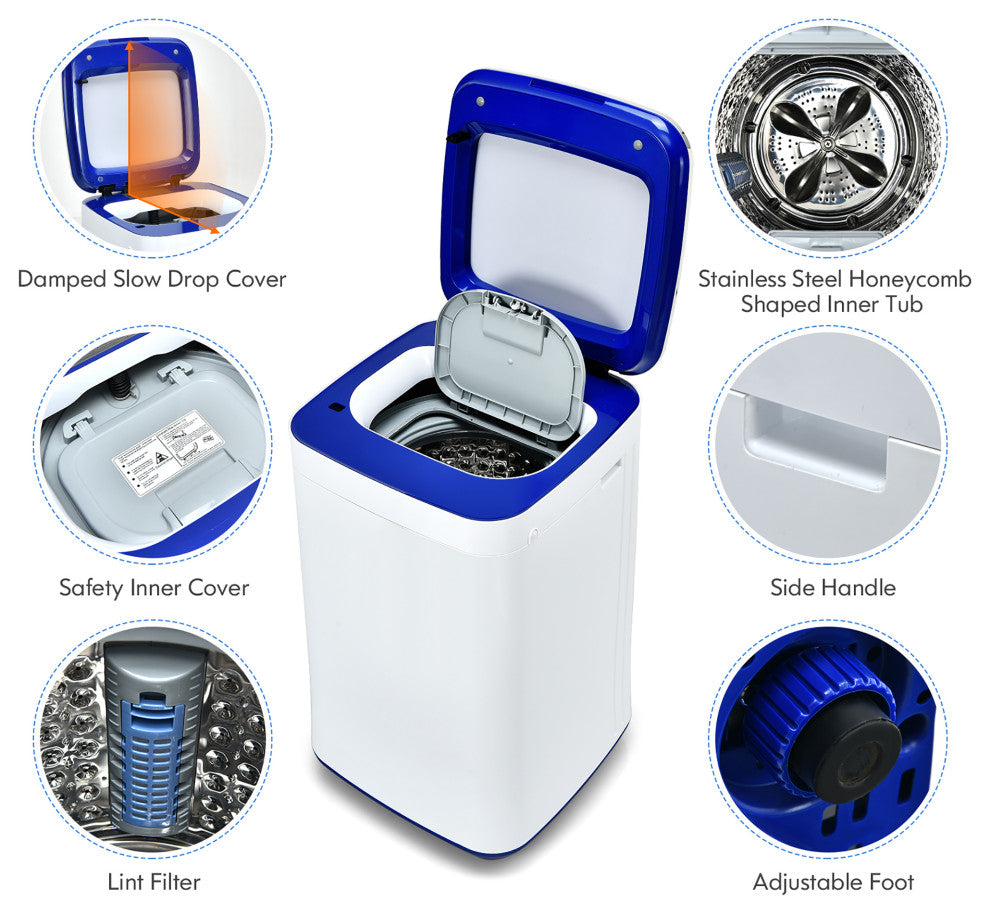 Costway 7.7 lbs Compact Full Automatic Washing Machine W/Heating Function Pump