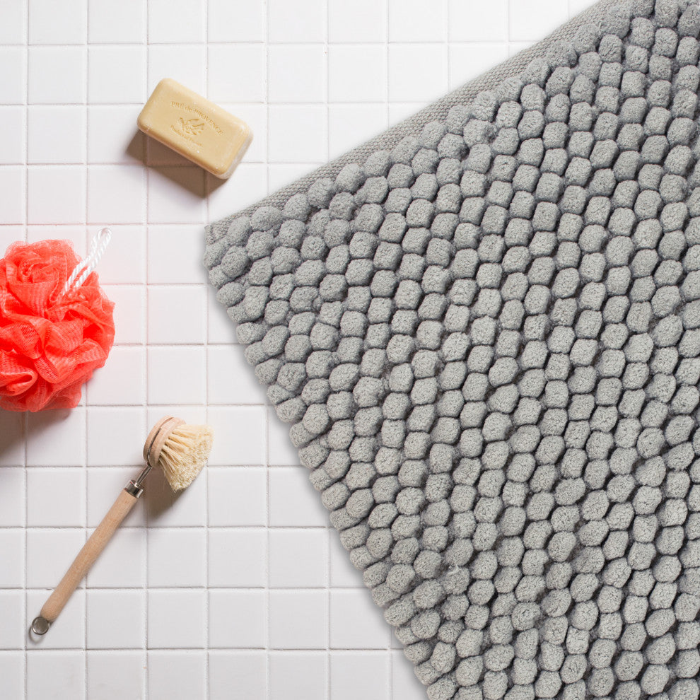 Gray Microfiber Stripe Bath Mat, 17"x24"