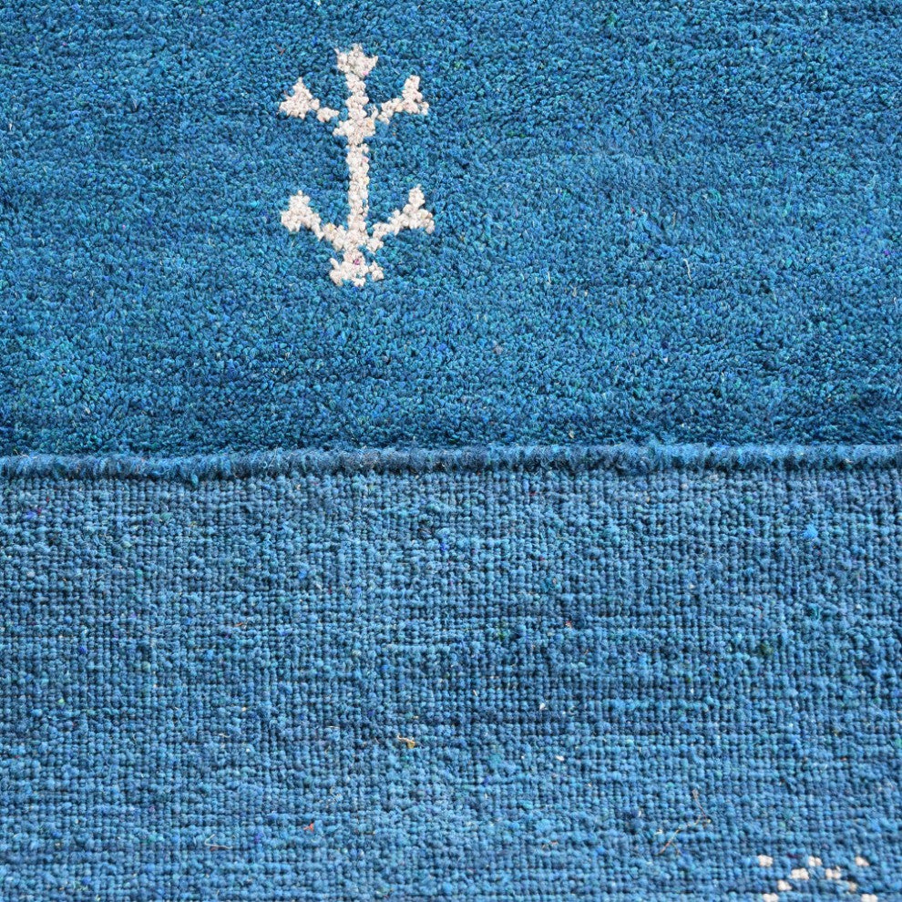 HAND KNOTTED LOOM SILK ECO-FRIENDLY RUGS-6'x9',Rectangle,Blue White,Contemporary