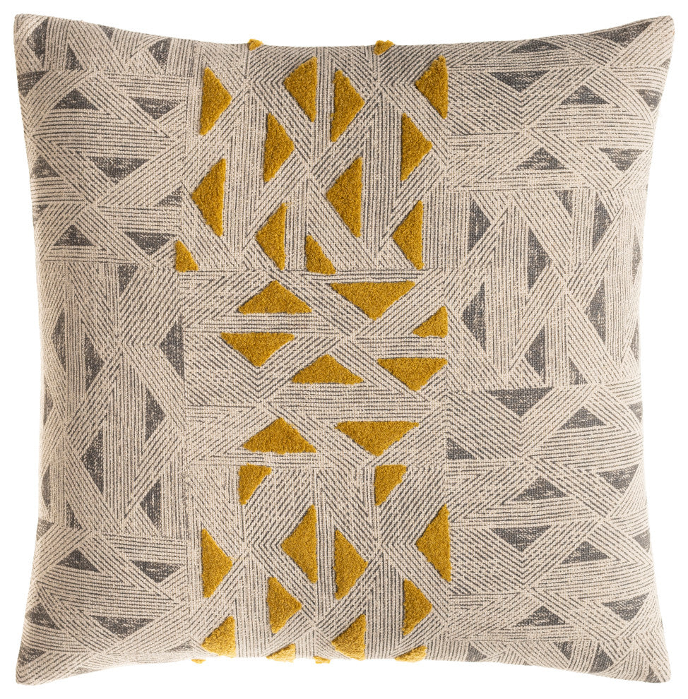 Surya Shannon Light Beige Pillow Shell With Polyester Insert 18"H X 18"W
