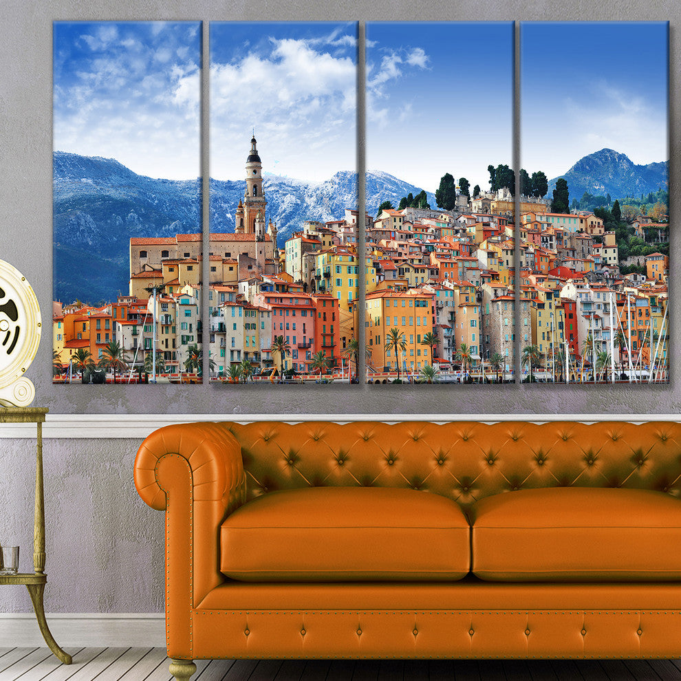 Colors of Southern Europe, Landscape Canvas Art Print, 48"x28", 4 Panels