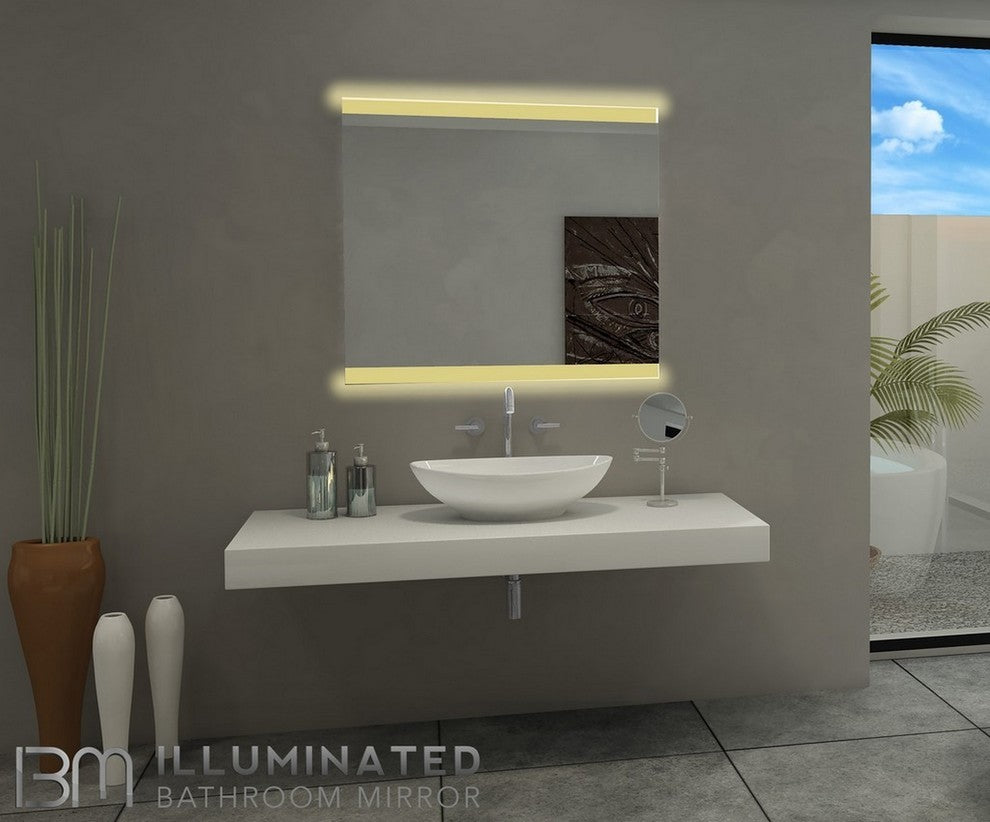 IB MIRROR Dimmable Backlit Bathroom Mirror Paris 35"x40" 3000 K