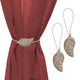 Magnetic Wooden Leaf Curtain Tiebacks, Natural, Pack of 2