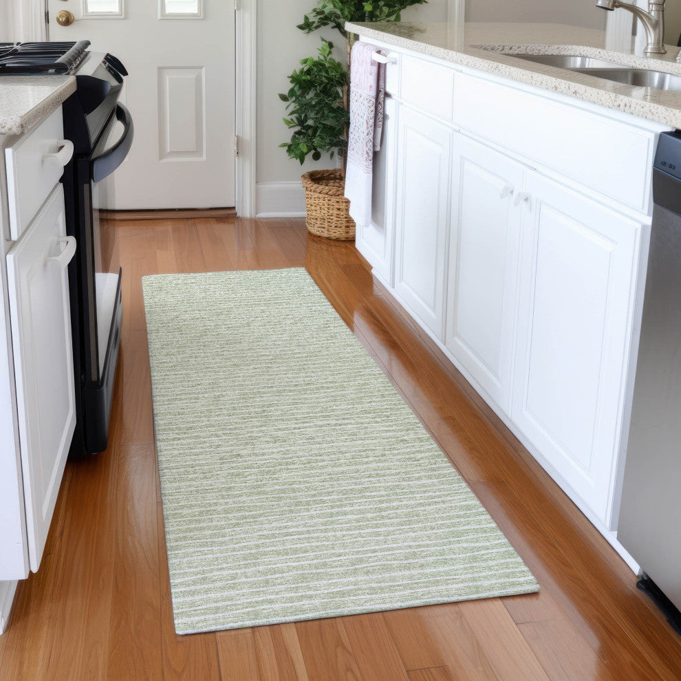 Addison Premium Washable Mayfield AMF138 Green  2'3" x 7'6" Runner Rug