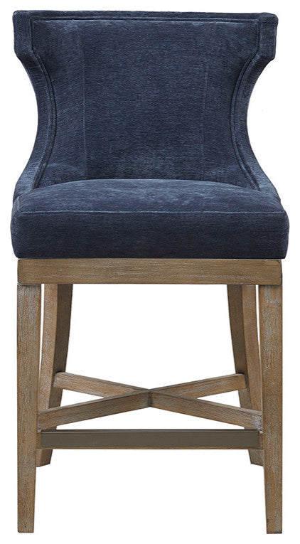 Madison Park Carson Counter Stool With Swivel Seat, Navy Blue