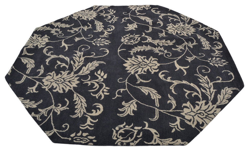HAND TUFTED WOOL ECO-FRIENDLY AREA RUGS - Rectangle,Charcoal Beige,Floral