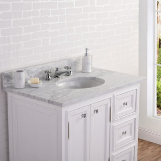 36" Wide Pure White Single Sink Bathroom Vanity, Faucet Included