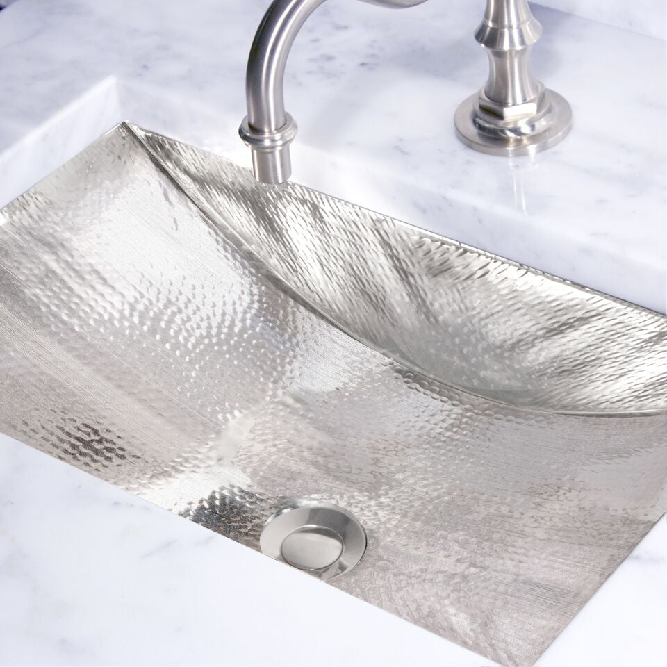 Nantucket Sinks TRS Hand Hammered Stainless Steel Rectangle Bathroom Sink