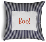 Halloween Boo Ticking Accent Pillow With Removable Insert, Navy, 18"x18"