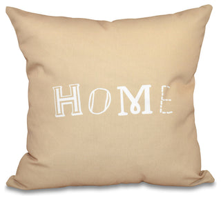 26"x26" Home, Word Print Pillow, Taupe