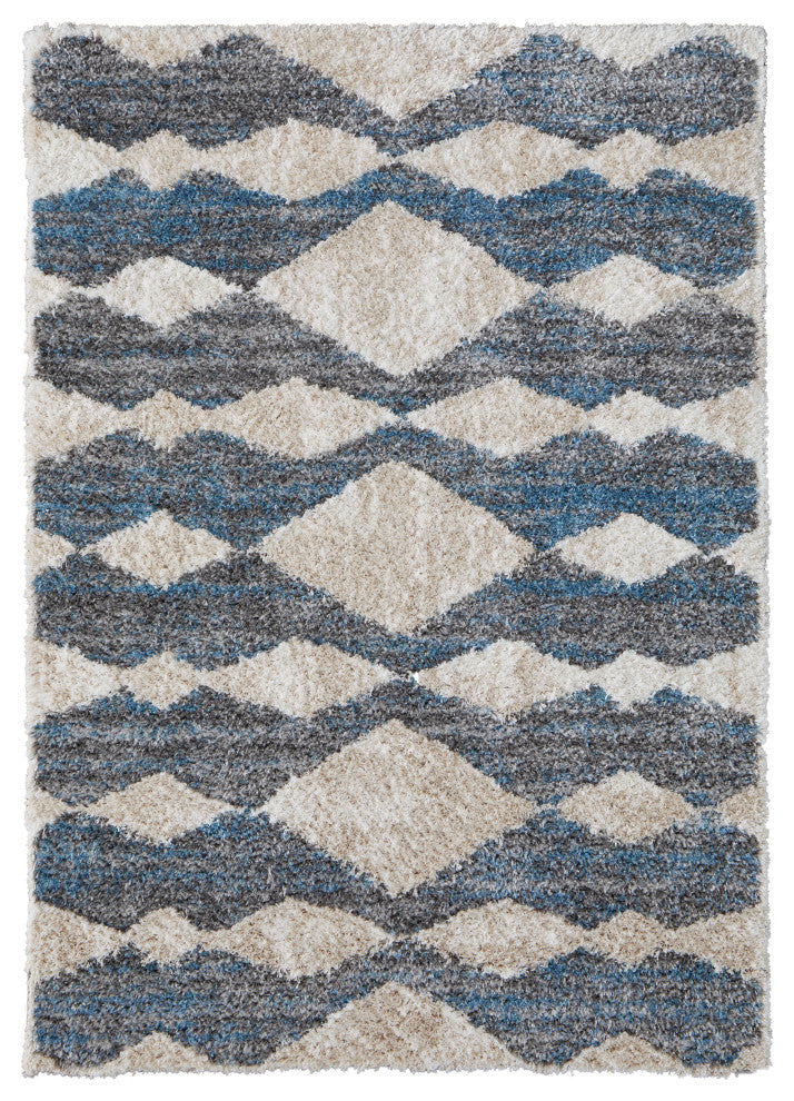 Weave & Wander Caide Contemporary Rug, Blue/Gray, 9'x12'