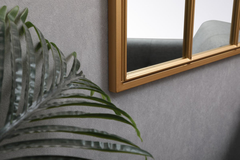 Elegant Decor MR622836BR Metal Windowpane Mirror, 28"x36", Brass